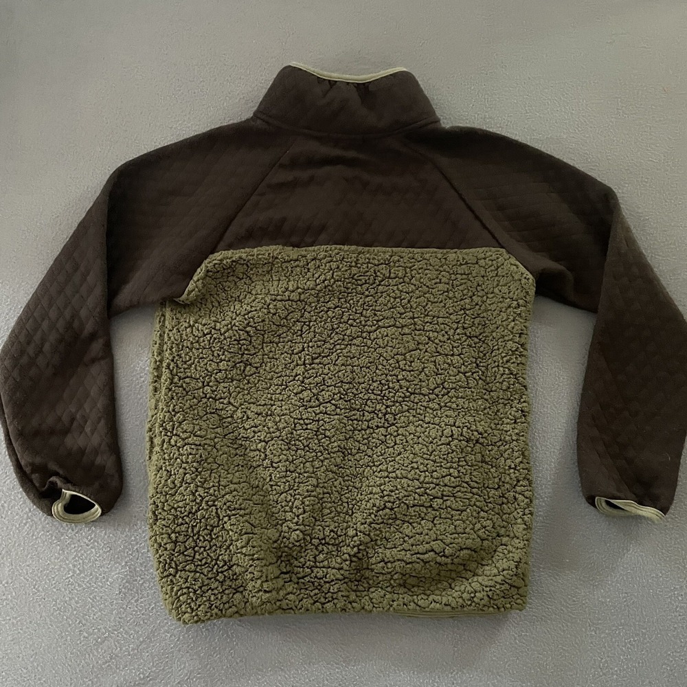 Simply Southern Pullover Women's Large Green Brown Furry Sherpa 1/4 Zip - Picture 3 of 7